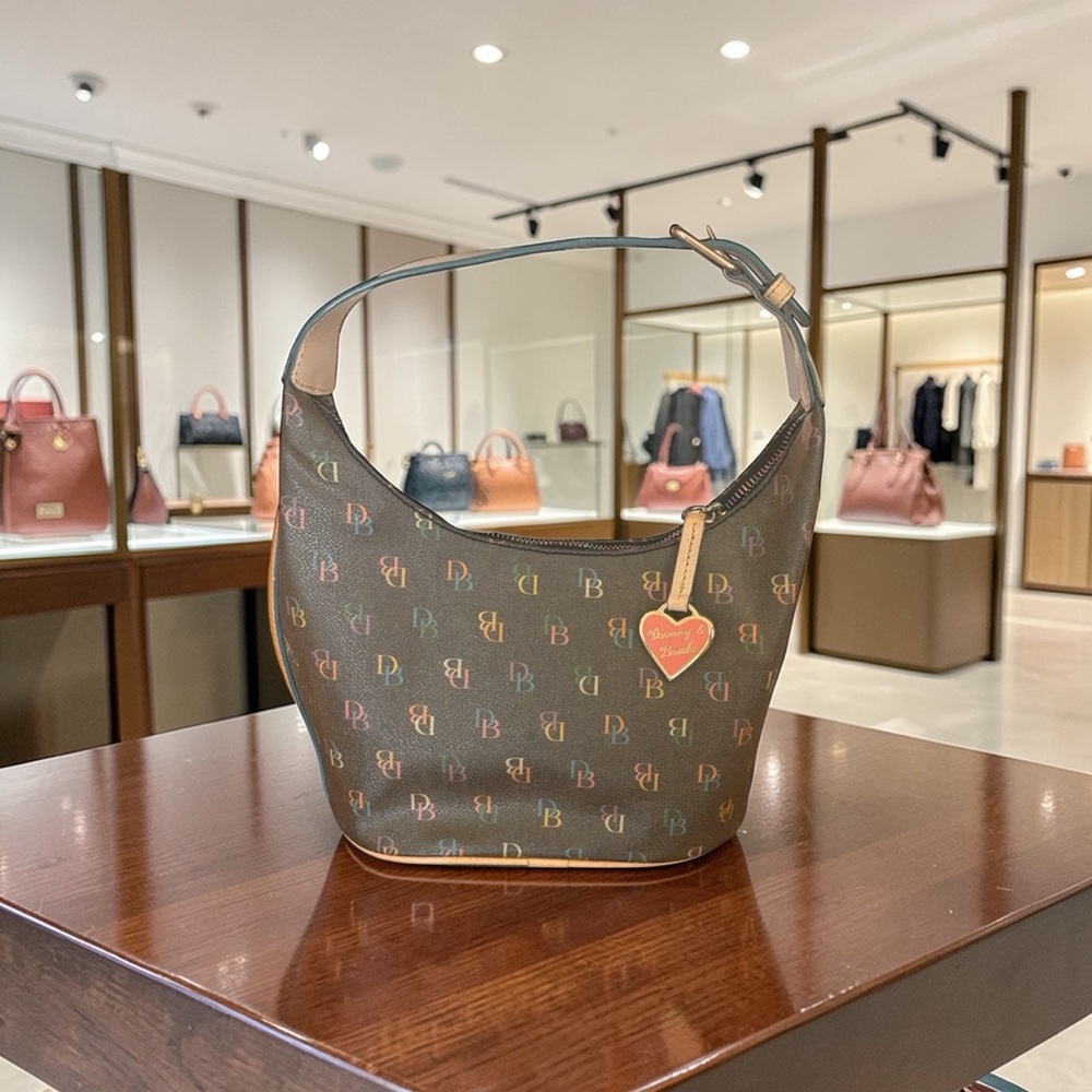 Dooney and Bourke black monogram shoulder bag with matching wallet